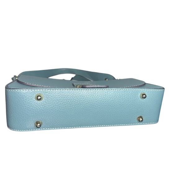 Davina Firenze Blue Pebbled Leather Shoulder Crossbody Bag Gold Buckle - Picture 3 of 10